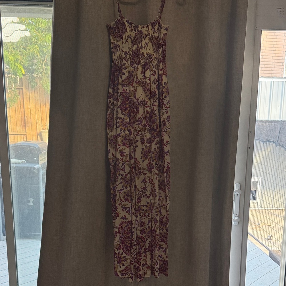 Floral Maxi Romper - Purple and Cream